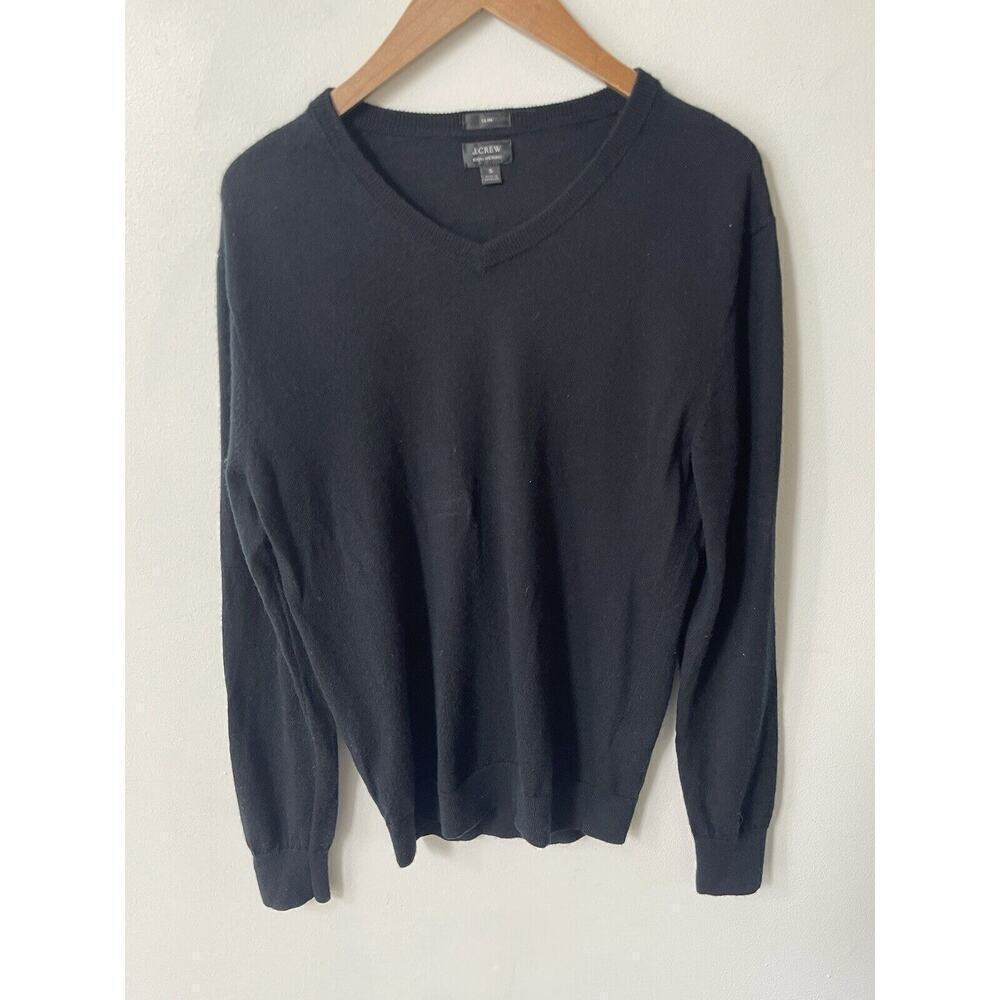 J. Crew Womens V-Neck Sweater Merino Wool Blend Green Pullover Long Sleeve Sz S